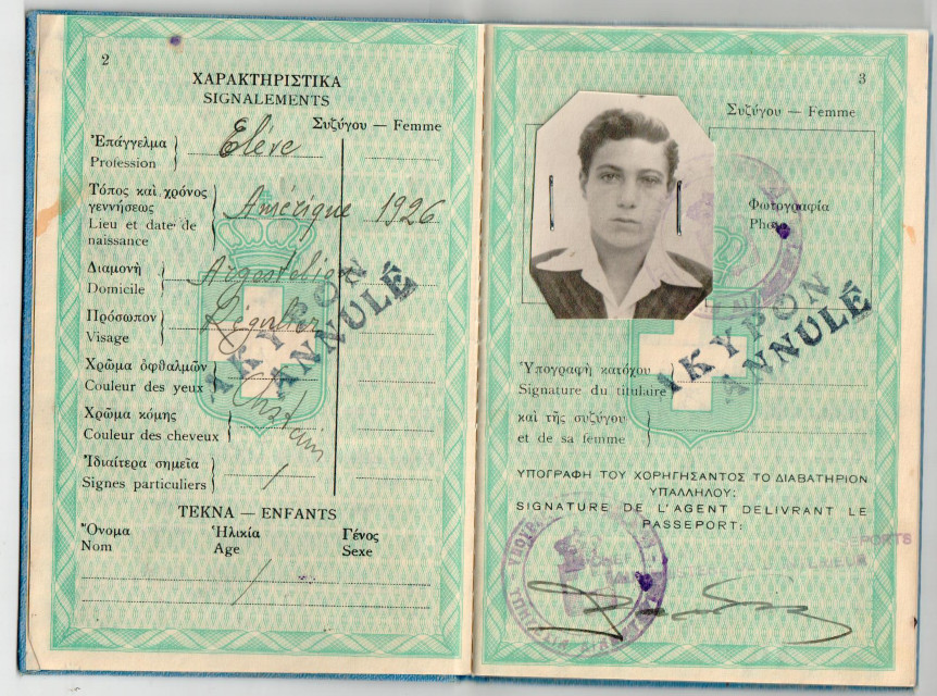 The passport
 The passport of Mr. Konstantinos Kontogiannatos. Athens, 11 October 1946.
Source: Konstadinos Kontogianatos'
